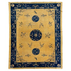 1920s Antiguo Pekín Diseñado Alfombra De Lana China Hecha A Mano En Golderod Color
