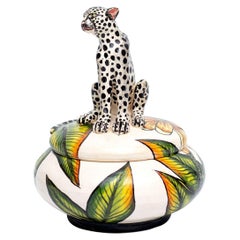 Ceramic Cheetah Jewelry Box , hand made in South Africa