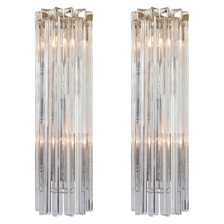 Pair of Murano Glass Wall Sconces by Venini