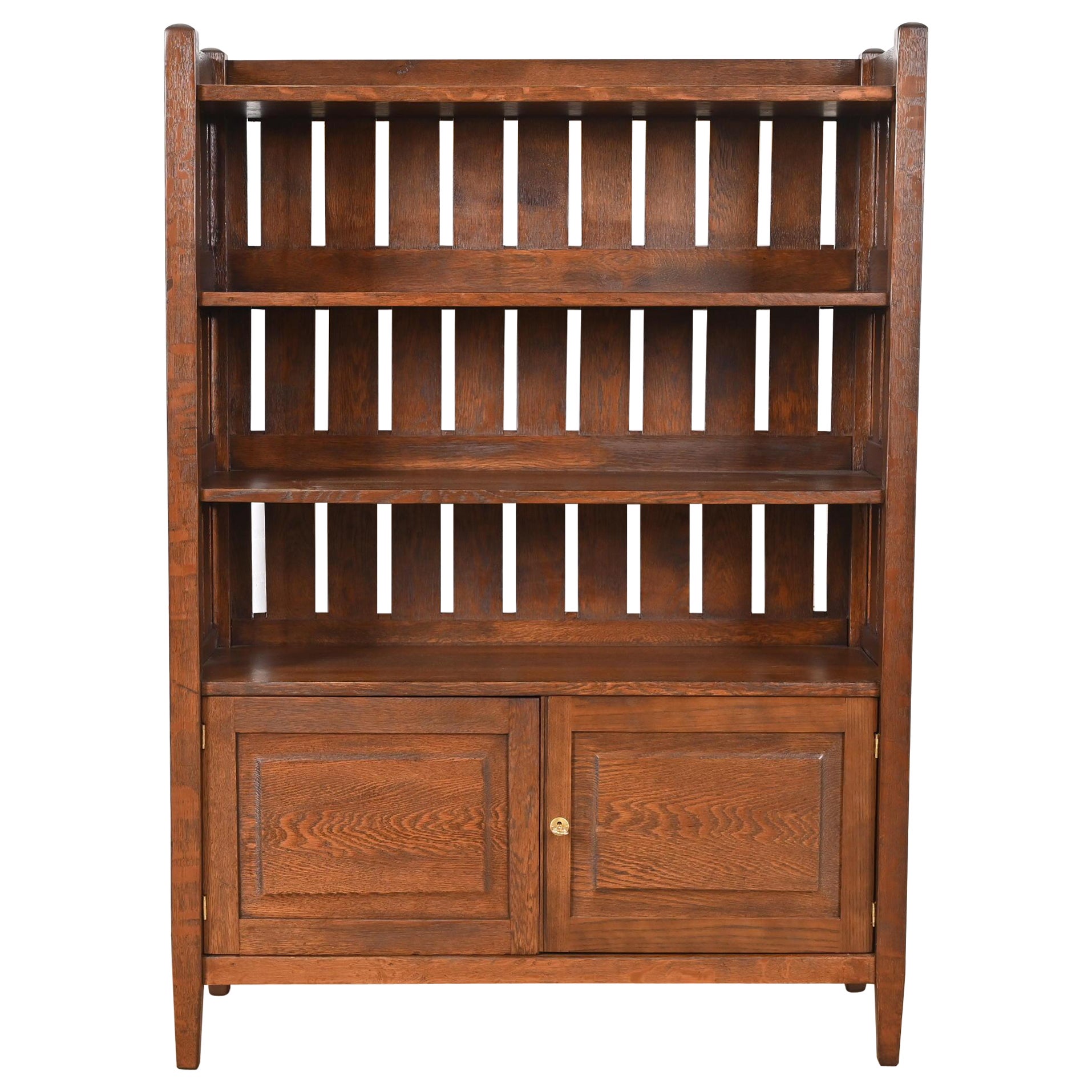 Stickley Brothers Style Antique Mission Oak Arts & Crafts Bookcase, Refinished