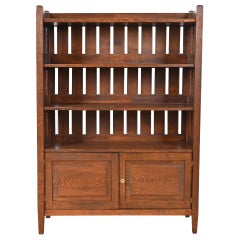 Librería antigua Mission Arts & Crafts estilo Stickley Brothers, en roble, repintada