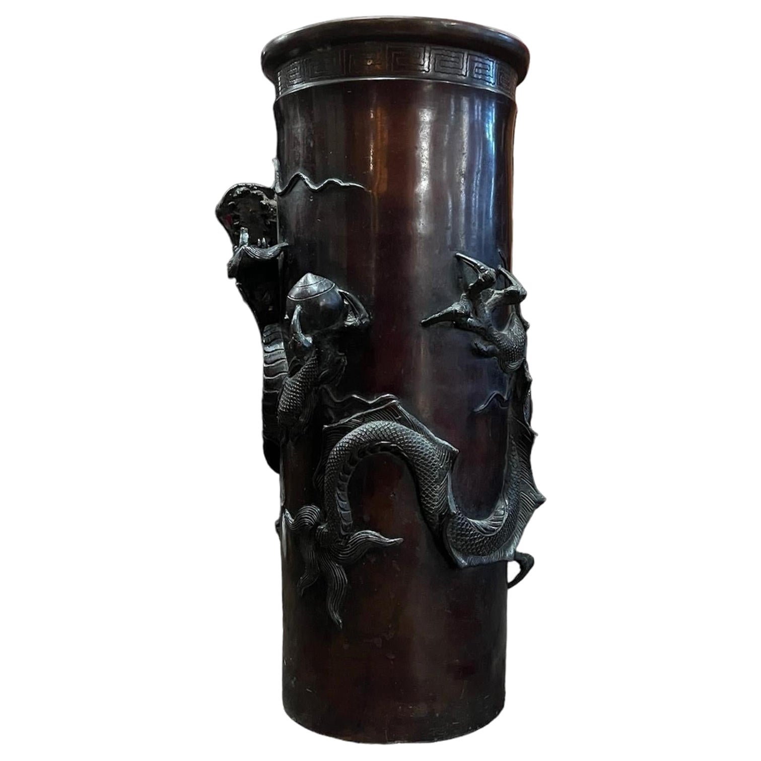 Japanese bronze dragon vase