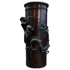 Japanese bronze dragon vase