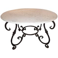 French Wrought Iron Table with Marble Top