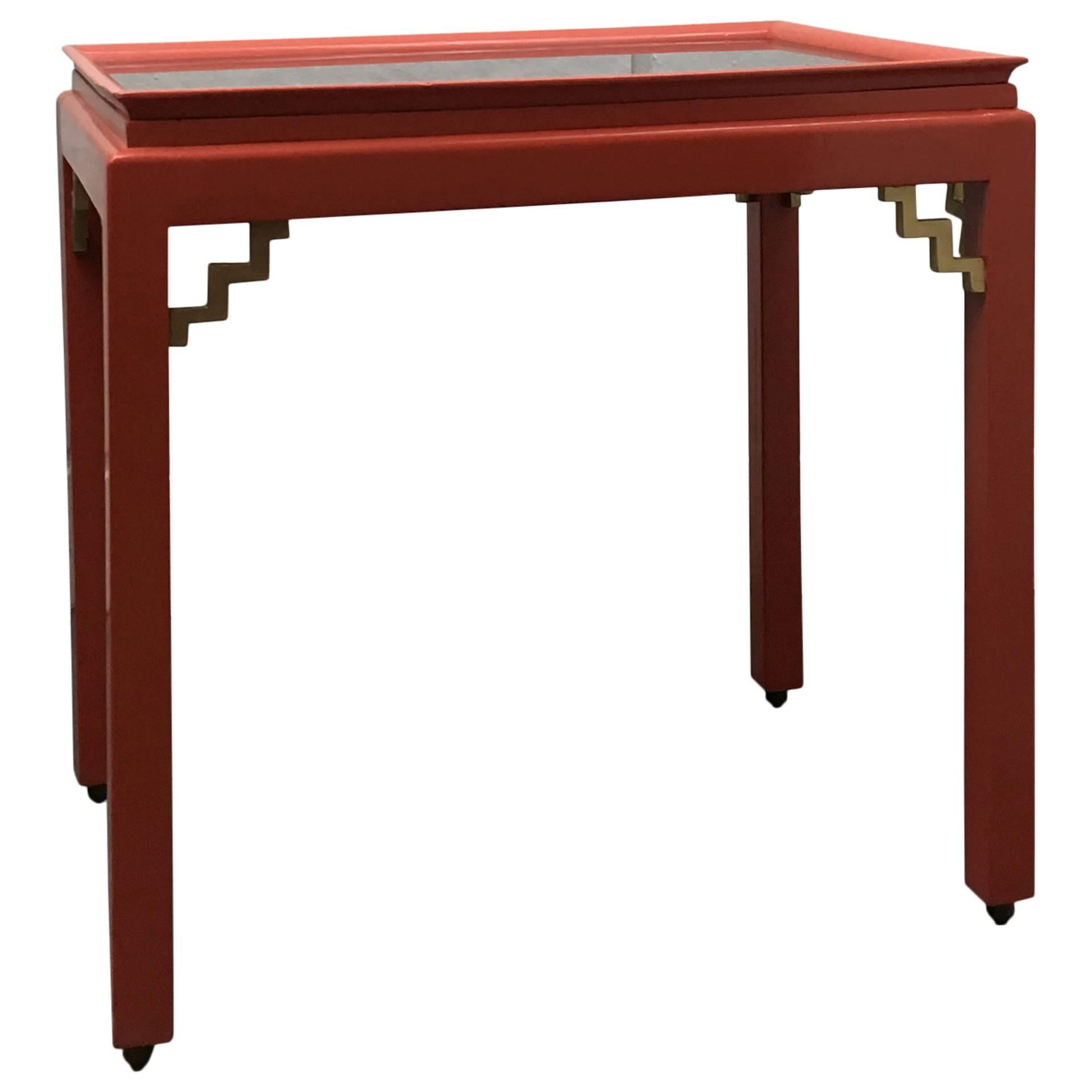 20th Century Chinoiserie Red Lacquer Sidetable