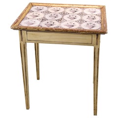 Side Table With Manganese Tiles From The Gustavian Period