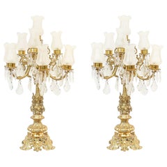 Pair French Gilt Lamps Empire Table Lights
