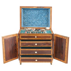 Antique Rare James Friend Tunbridge Ware Sewing Cabinet c1815