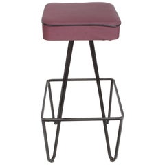 Pair of Mid-Century Modern Wrought Iron Bar Stools after Frederick Weinberg