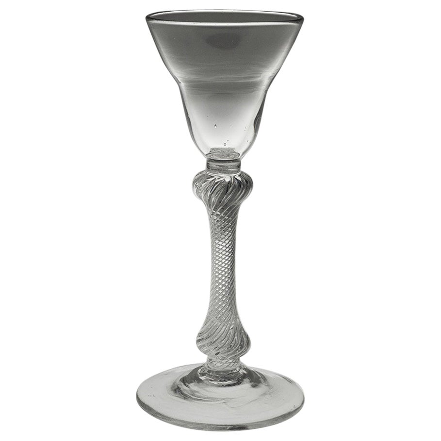 Copa de vino georgiana con cuenco de aire retorcido c1750 en venta