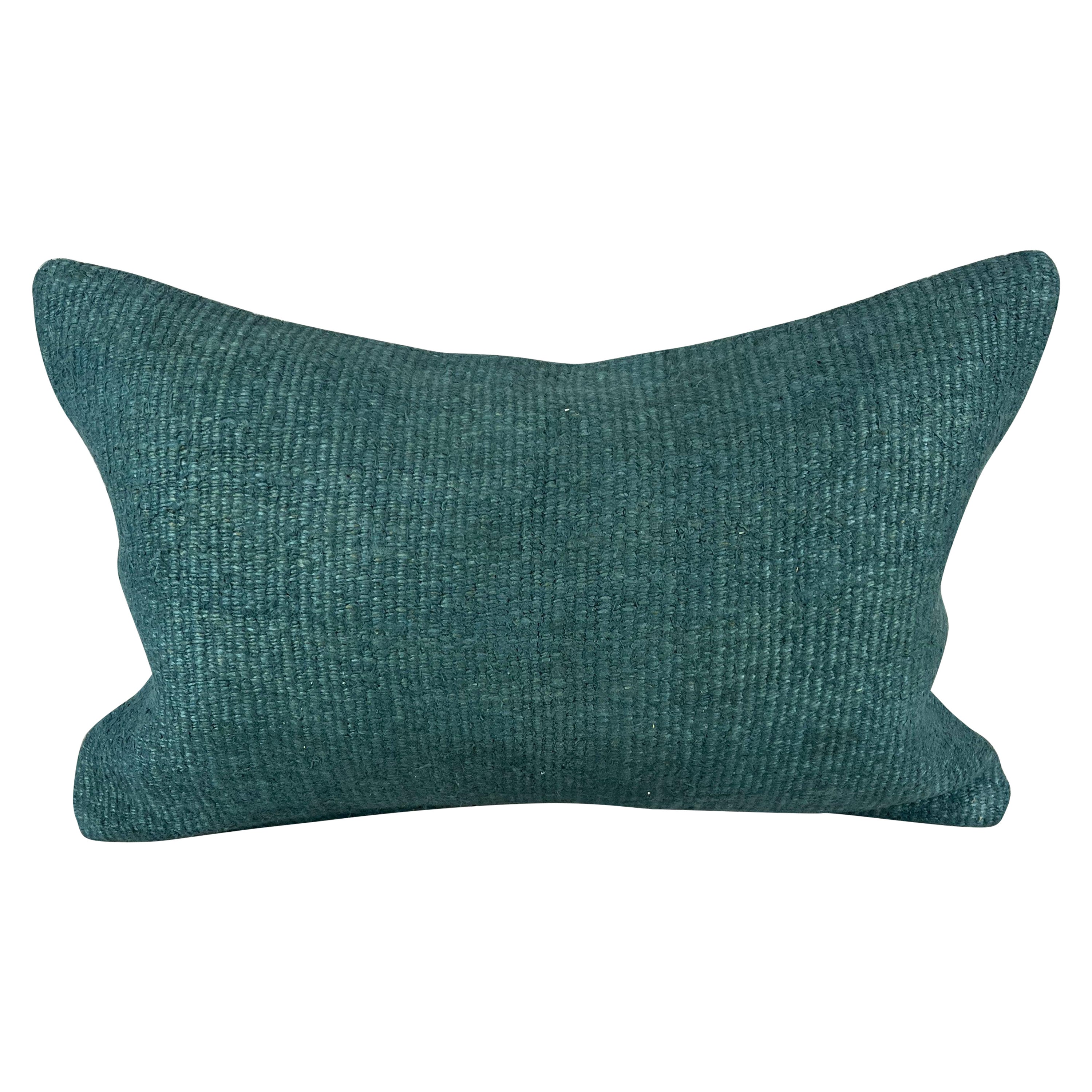 16 x 24 Hemp Turkish Cushion Natural Grayish Blue Pillow Cushion Cover #6405