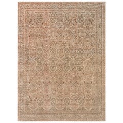 Doris Leslie Blau Tappeto persiano Tabriz vintage in lana marrone fatto a mano