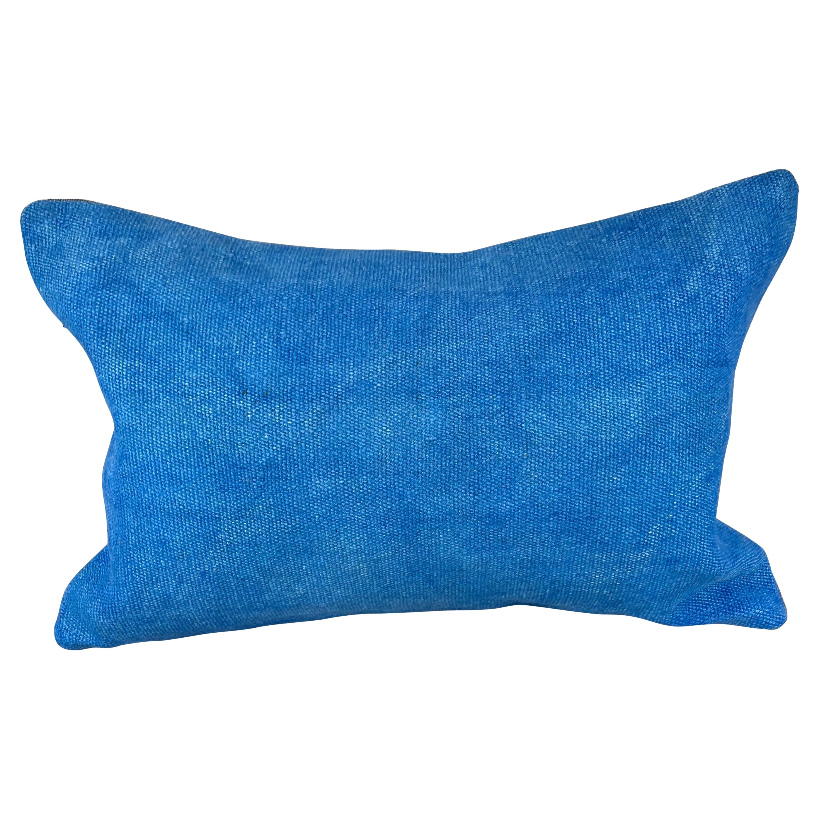 16 x 24 Hemp Pillow Turkish Cushion Natural Blue Pillow Cushion Cover #6251 For Sale