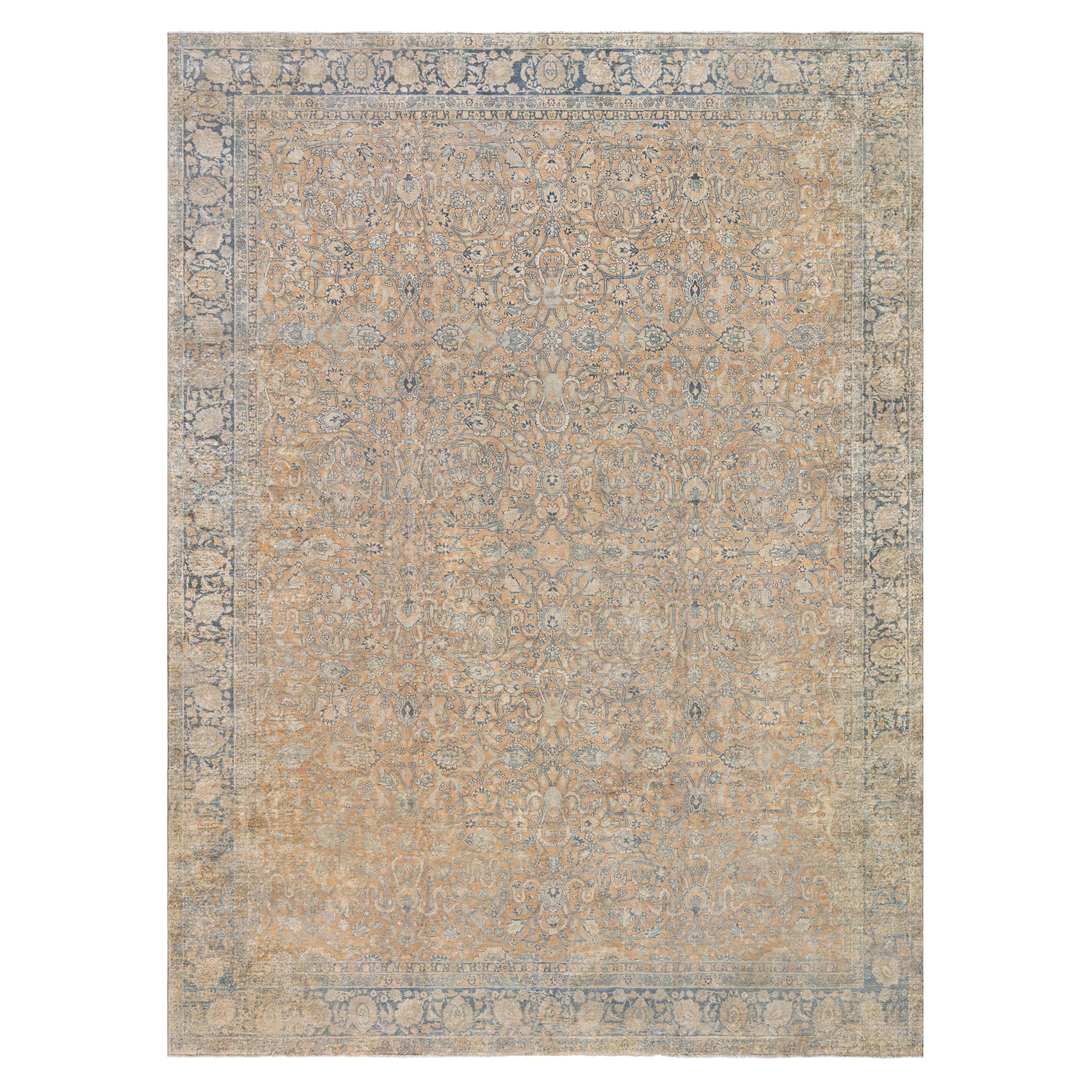 Doris Leslie Blau Antique Persian Tabriz Handmade Wool Rug For Sale