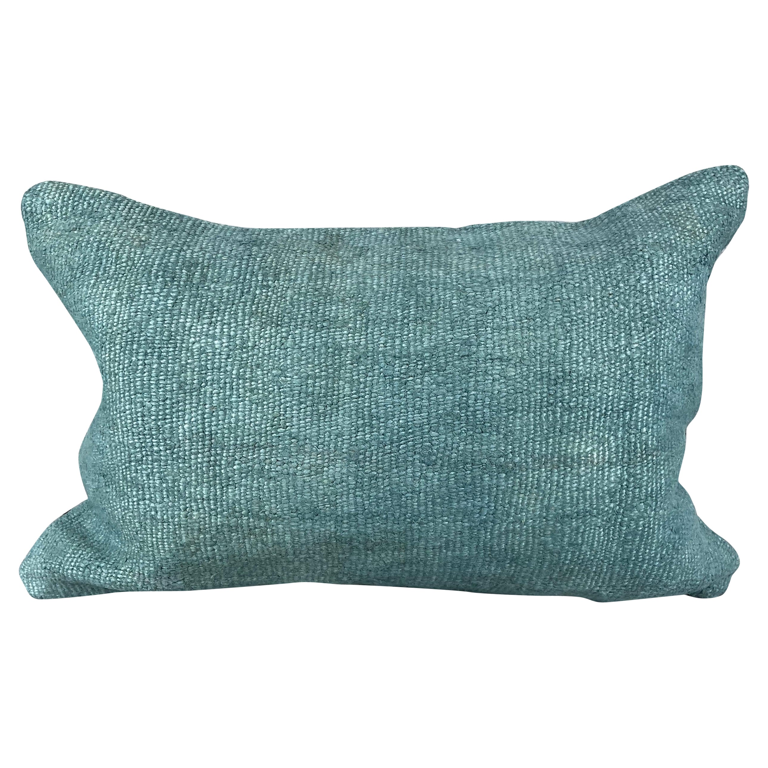 16 x 24 Hemp Turkish Natural Grayish Turquoise Pillow Cushion Cover #6024 For Sale