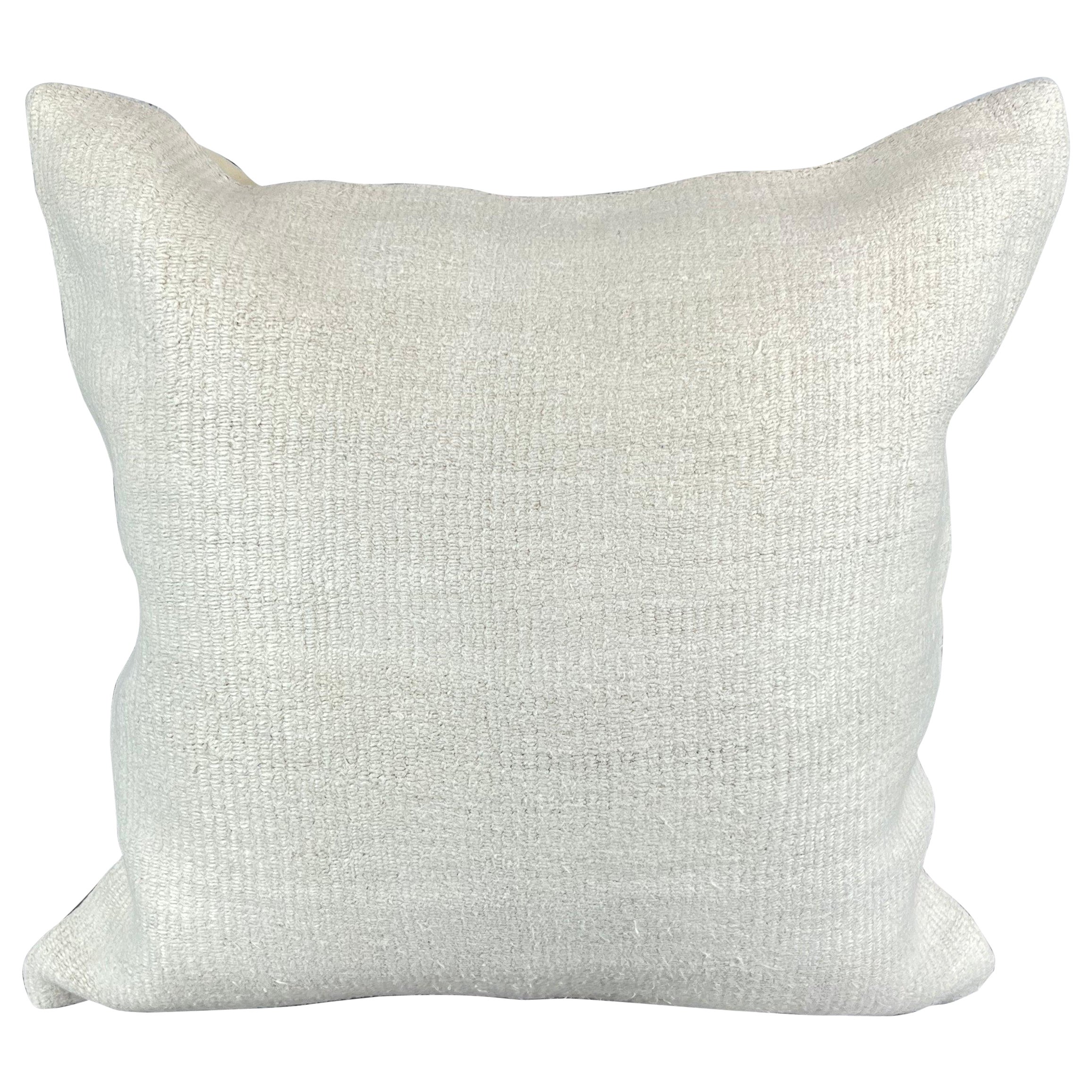20 x 20 Hemp Turkish Cushion Natural Grayish White Pillow Cushion Cover #6493 For Sale