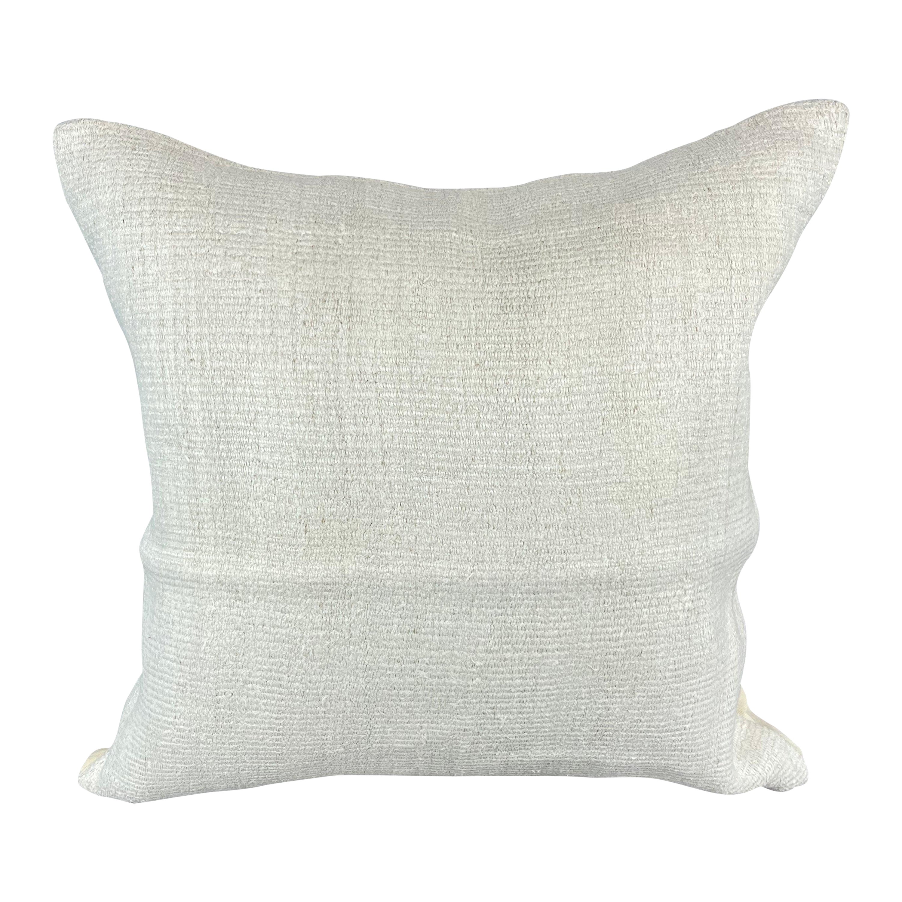 Coussin de coussin turc à ourlet 20 x 20, blanc naturel grisâtre, couvercle de coussin n°6573 en vente