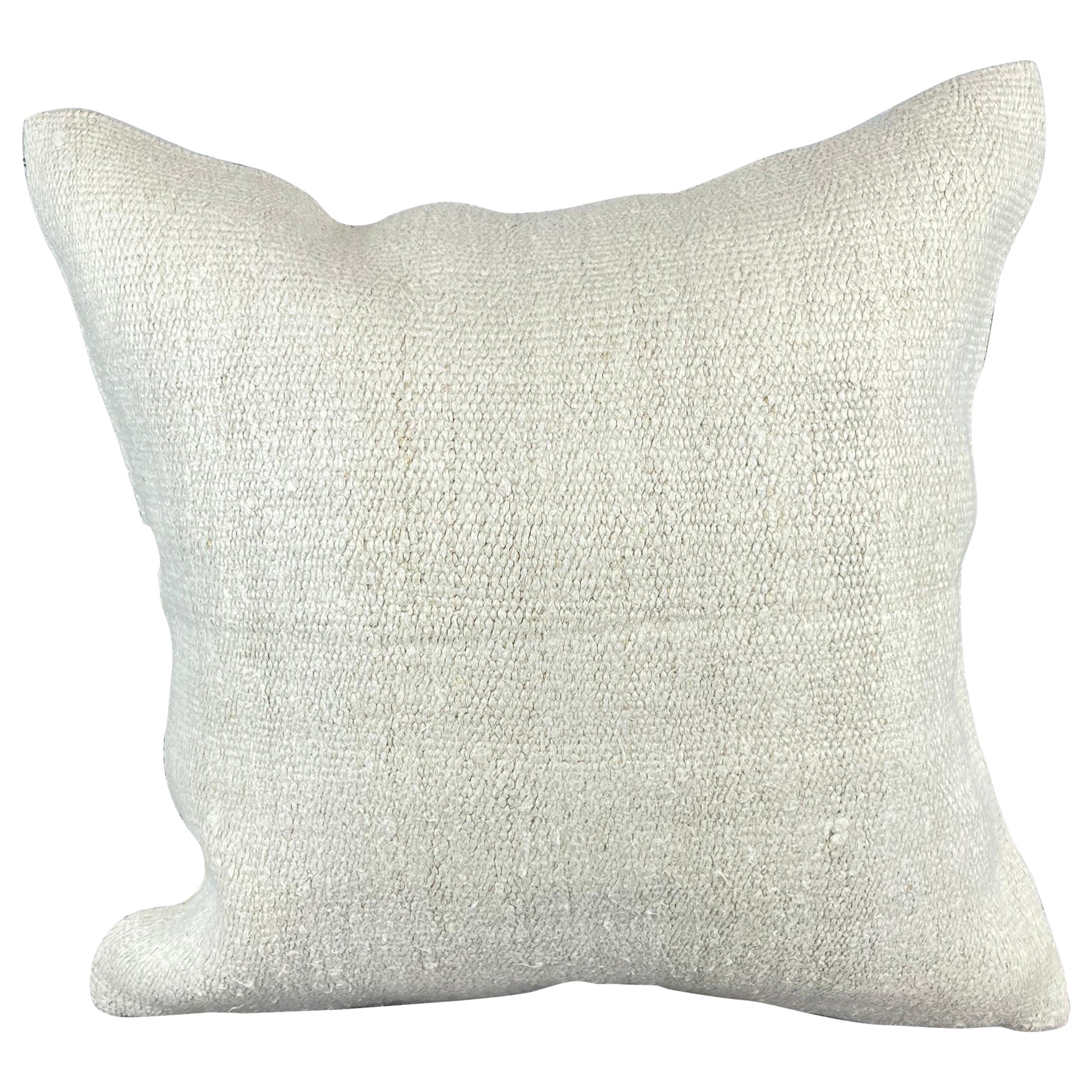 20 x 20 Hemp Türkisches Kissen, natürliches grauweißes Kissen-Kissenbezug mit natürlichem Saum #6563 im Angebot
