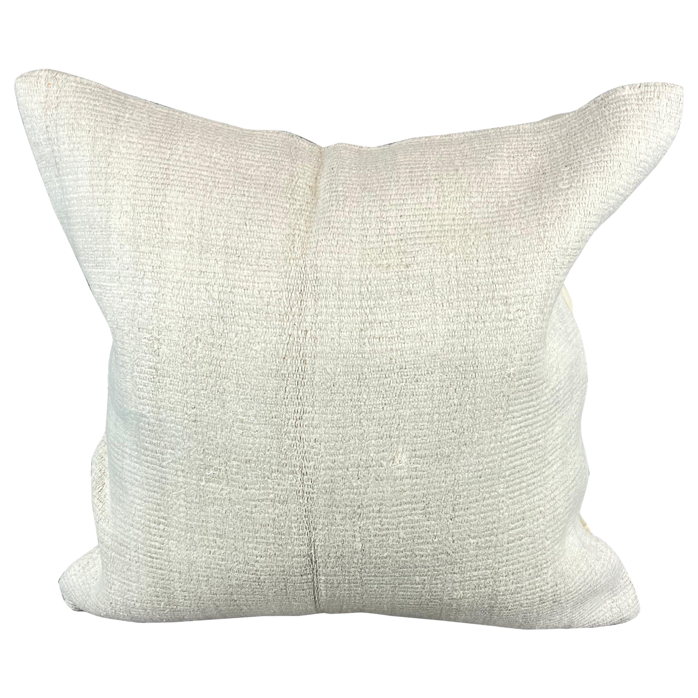 20 x 20 Hemp Turkish Cushion Natural Grayish White Pillow Cushion Cover #6610 For Sale