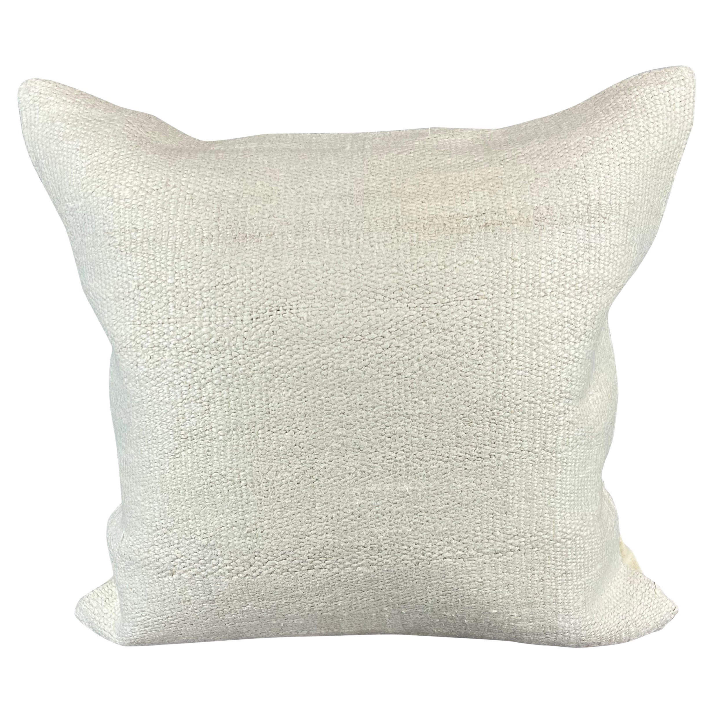 20 x 20 Hemp Turkish Cushion Natural Grayish White Pillow Cushion Cover #6607 For Sale