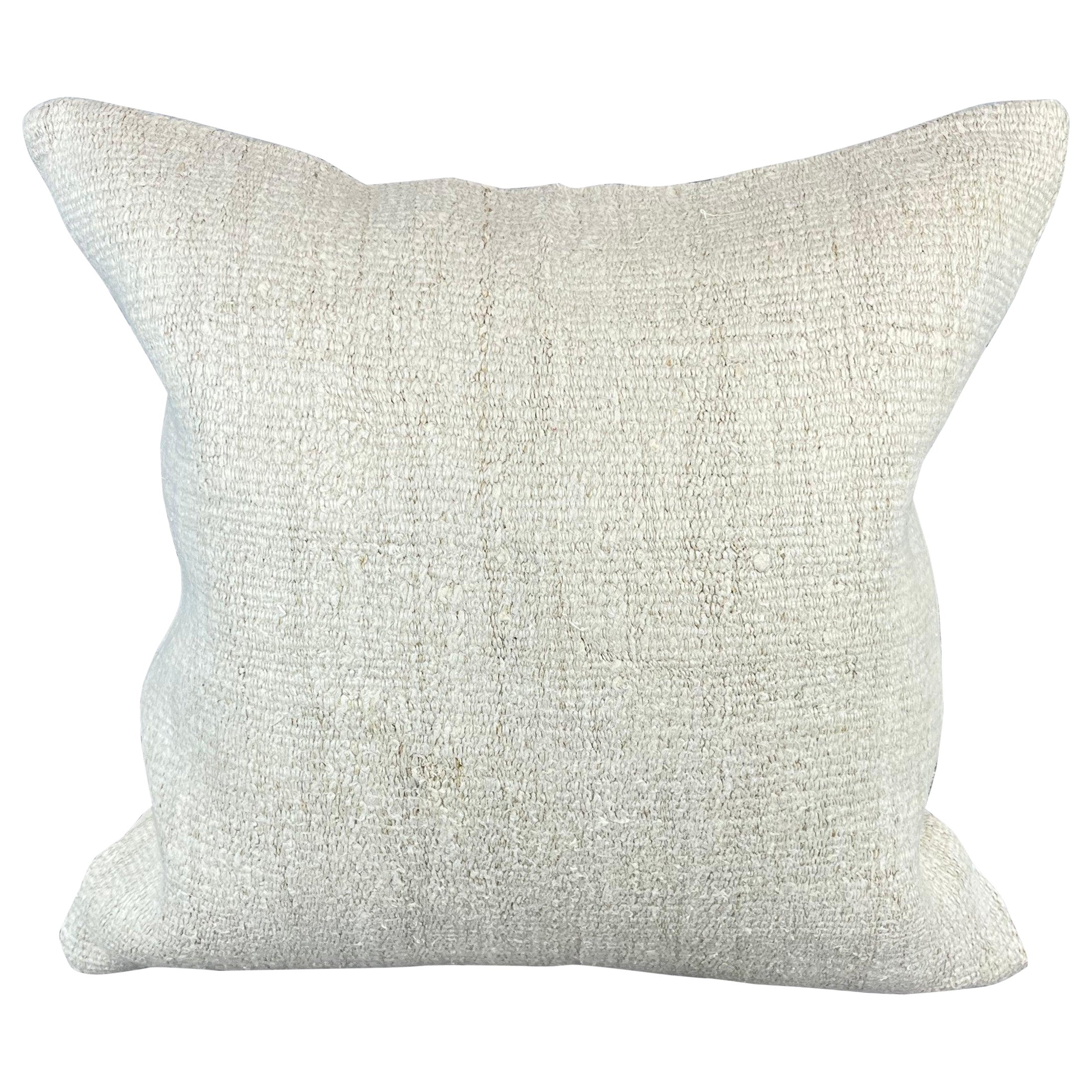 20 x 20 Hemp Türkisches Kissen, natürliches grauweißes Kissen-Kissenbezug #6553 mit natürlichem Saum im Angebot
