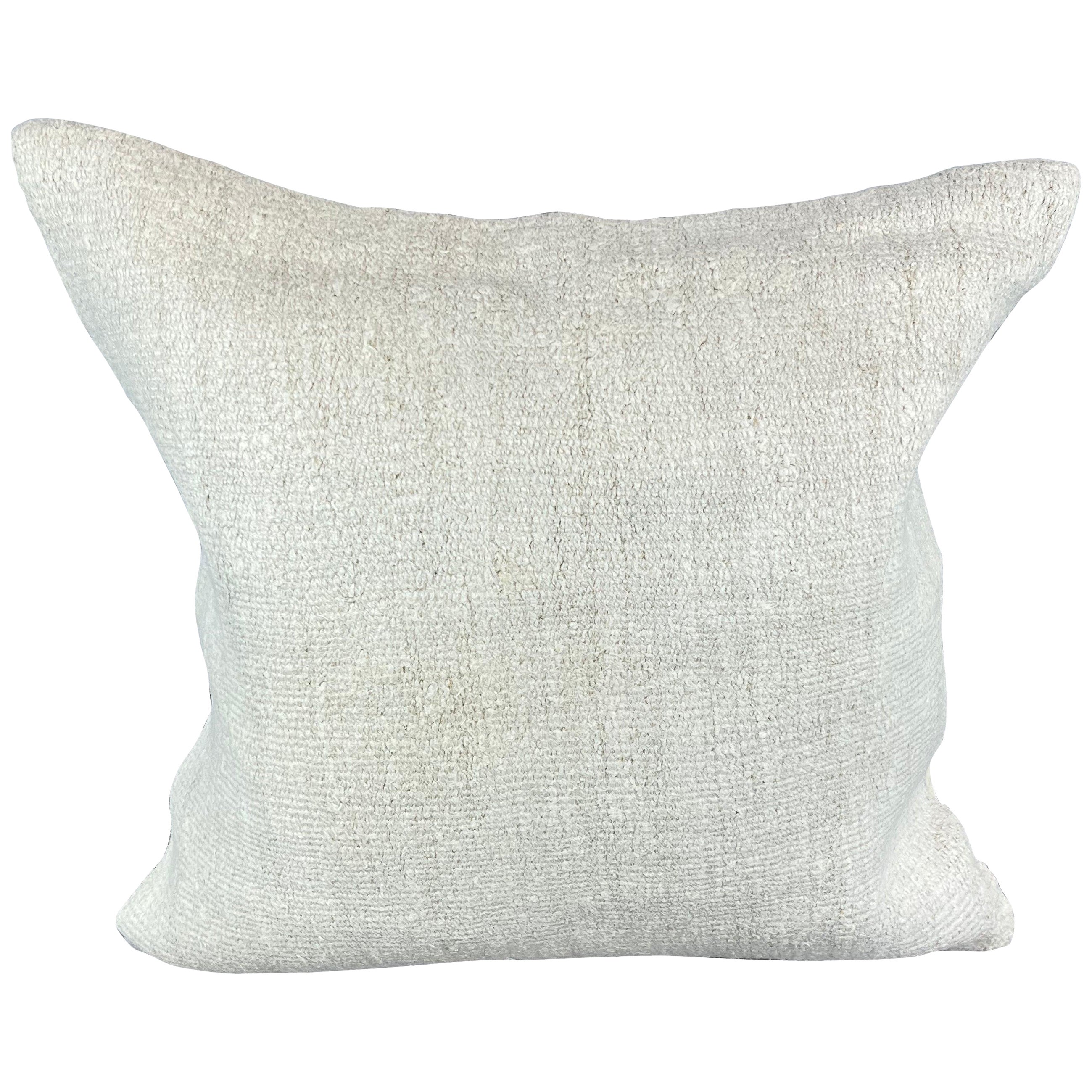 20 x 20 Hemp Turkish Cushion Natural Grayish White Pillow Cushion Cover #6505 For Sale