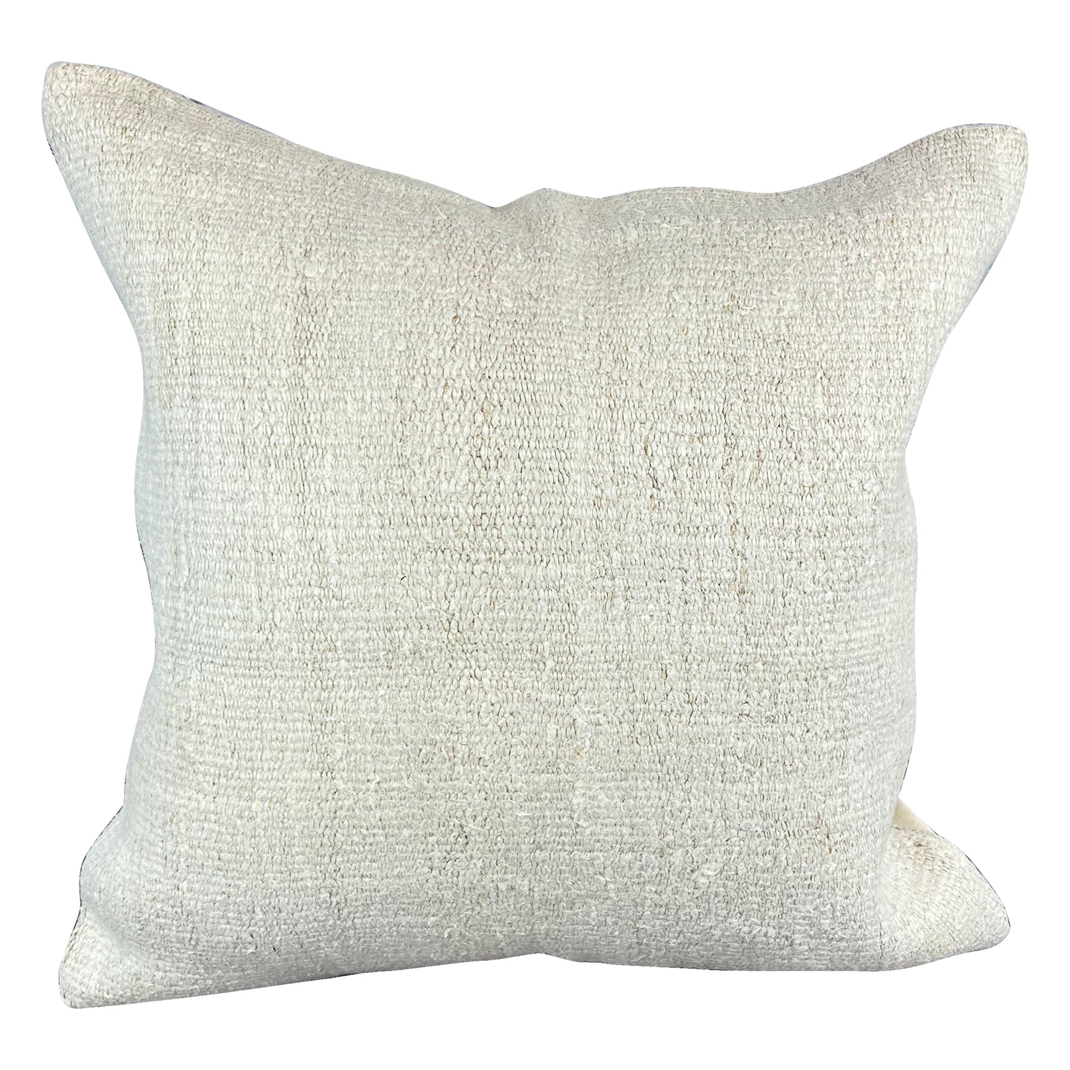 20 x 20 Hemp Türkisches Kissen, natürliches grauweißes Kissen-Kissenbezug #6504 mit natürlichem Saum im Angebot