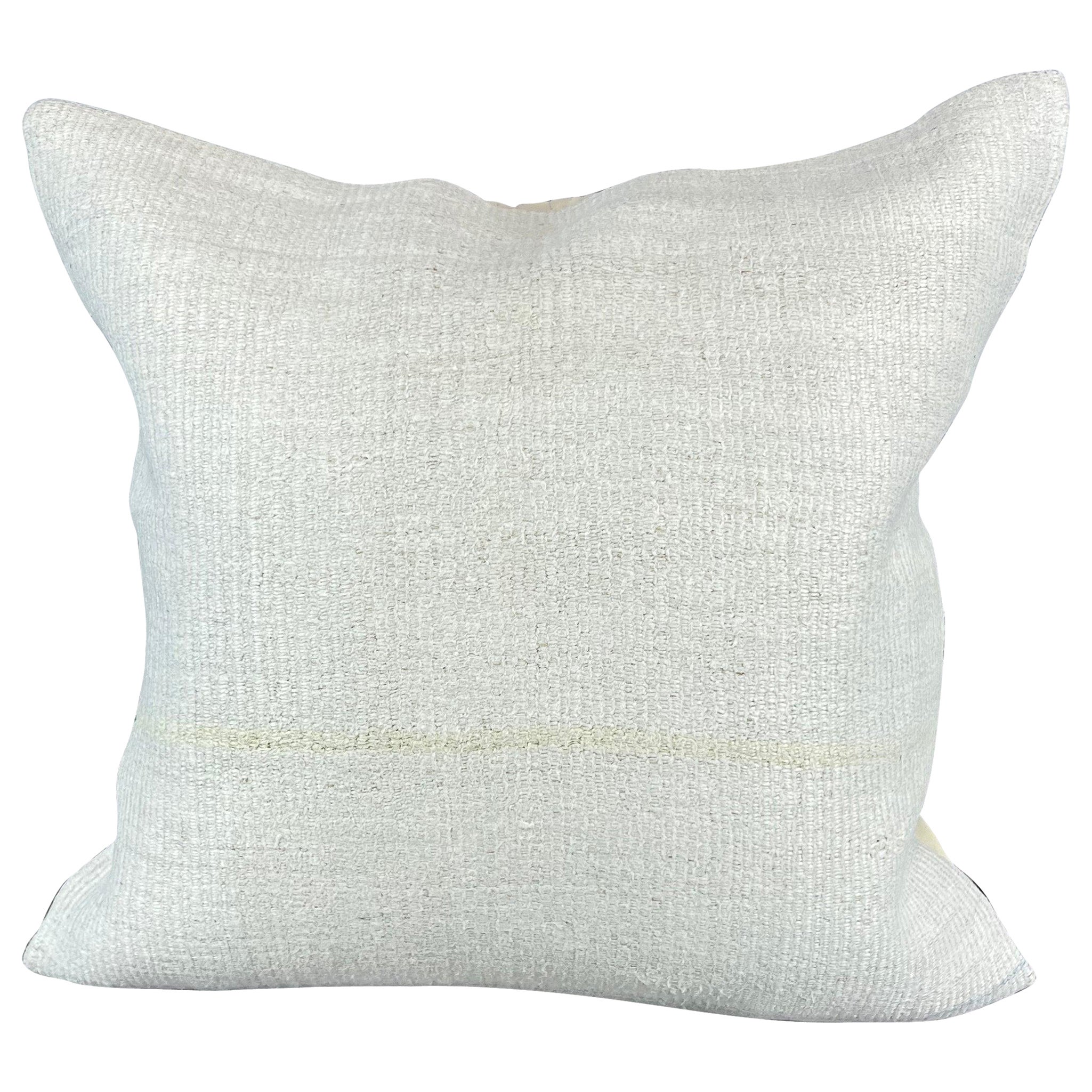 20 x 20 Hemp Türkisches Kissen, natürliches grauweißes Kissen-Kissenbezug #6503 mit natürlichem Saum im Angebot