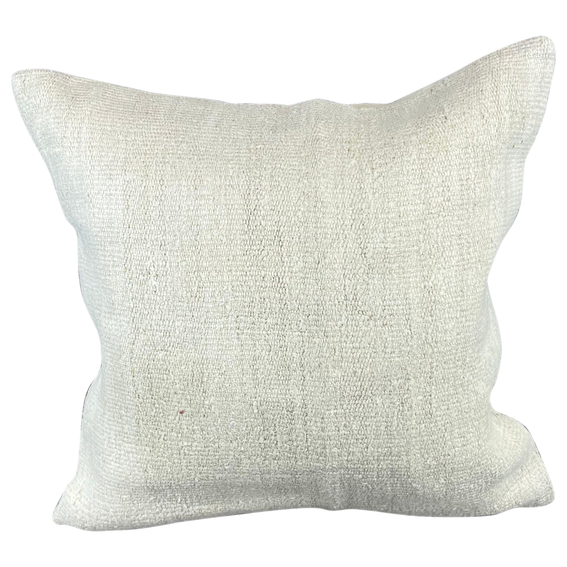 20 x 20 Hemp Turkish Cushion Natural Grayish White Pillow Cushion Cover #6545 For Sale