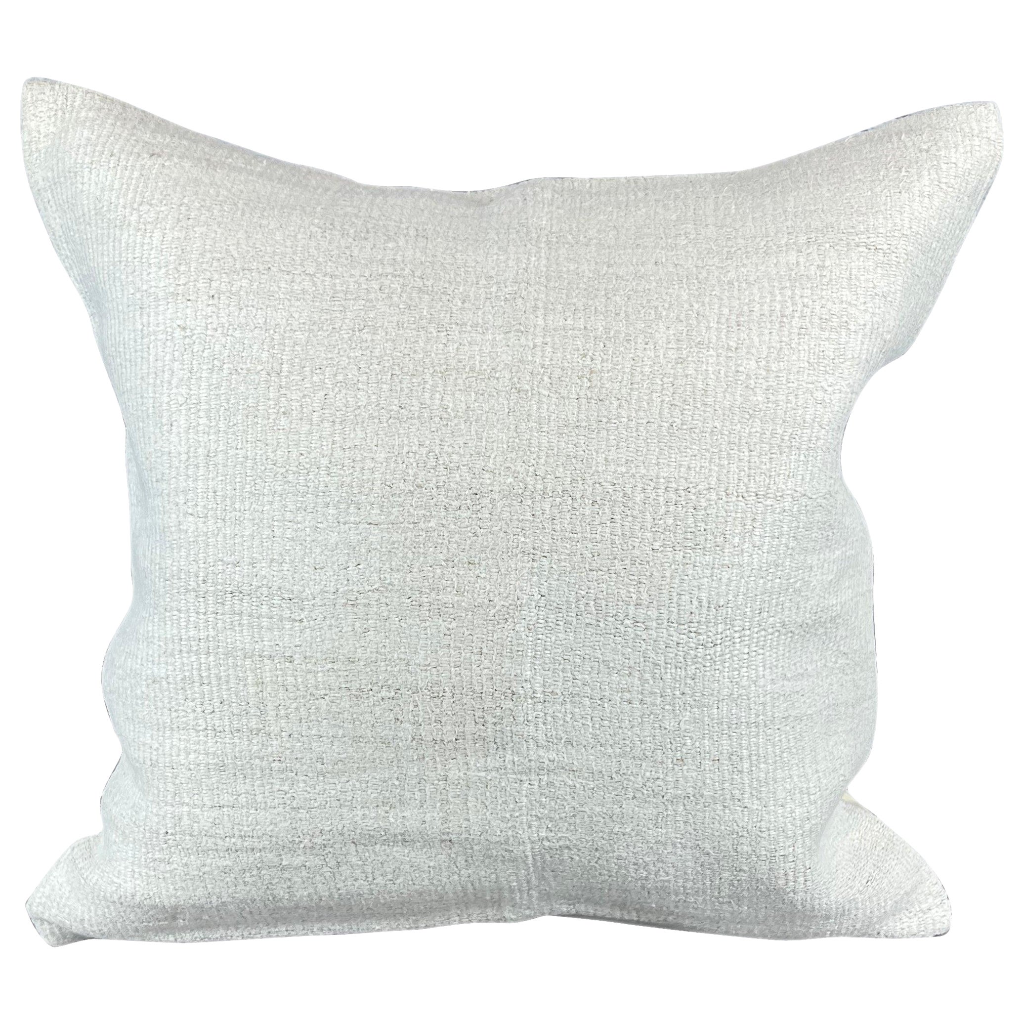 20 x 20 Hemp Turkish Cushion Natural Grayish White Pillow Cushion Cover #6541 For Sale
