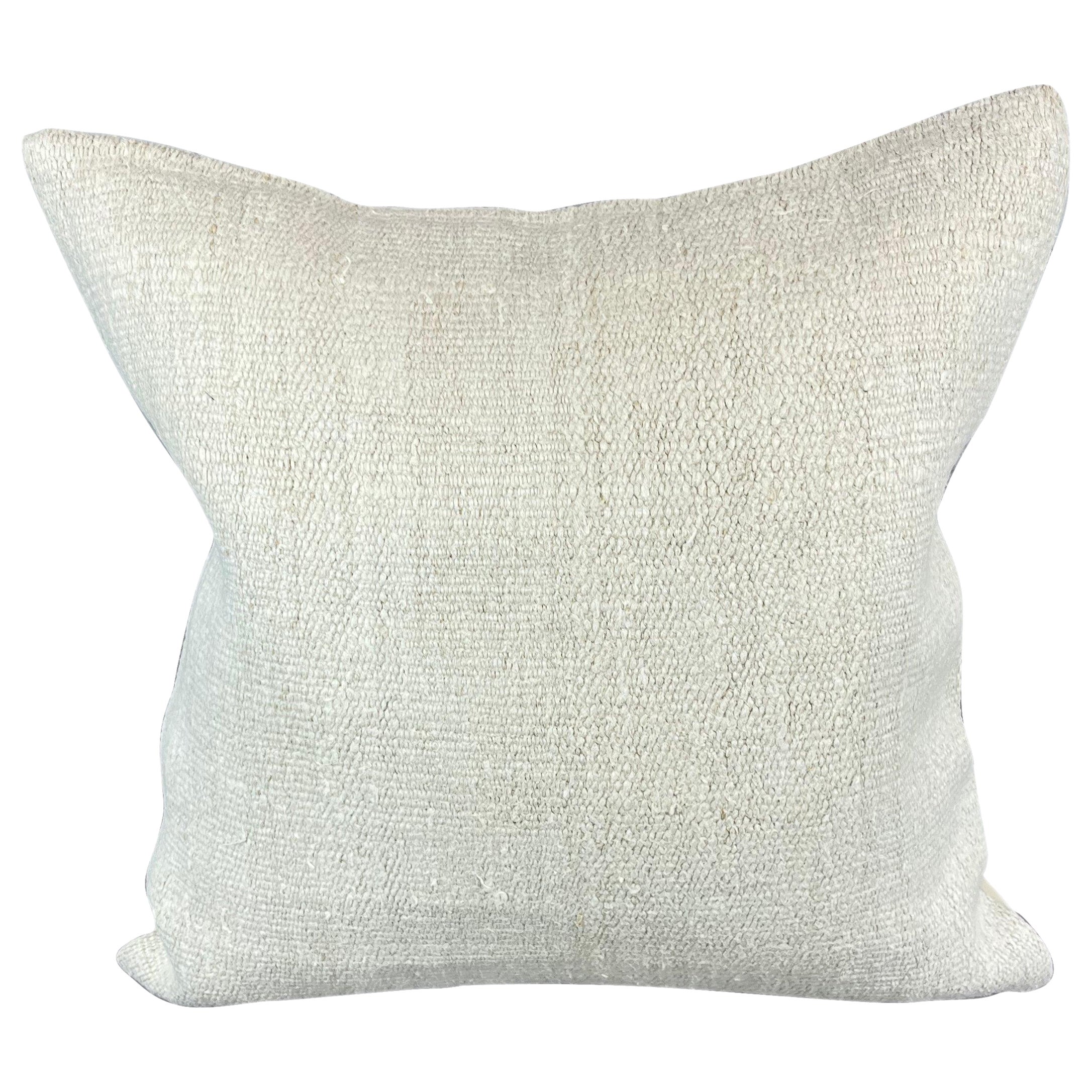 20 x 20 Hemp Türkisches Kissen, natürliches grauweißes Kissen mit Kissenbezug #6540 im Angebot