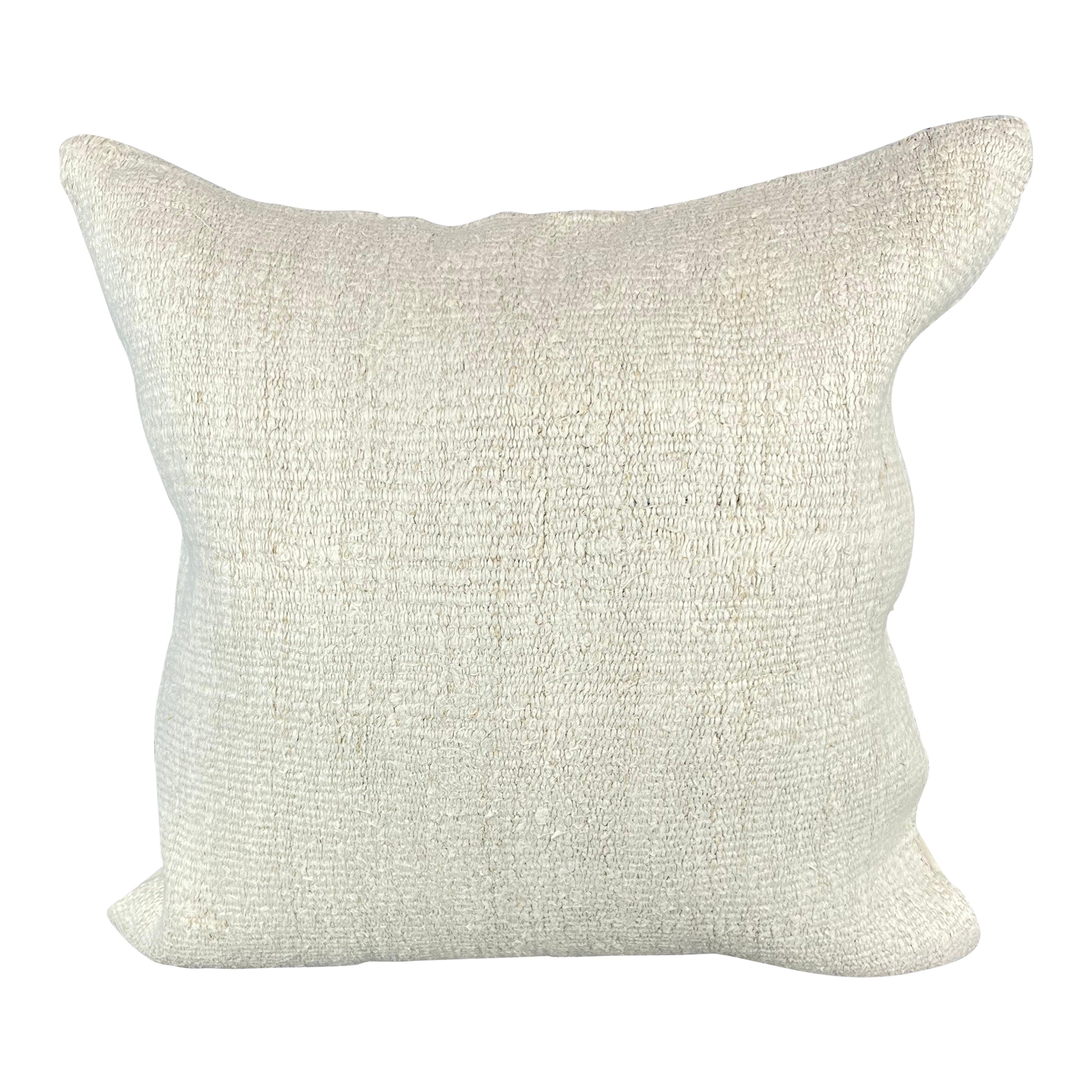 20 x 20 Hemp Türkisches Kissen, natürliches grauweißes Kissen-Kissenbezug mit natürlichem Saum #6516 im Angebot