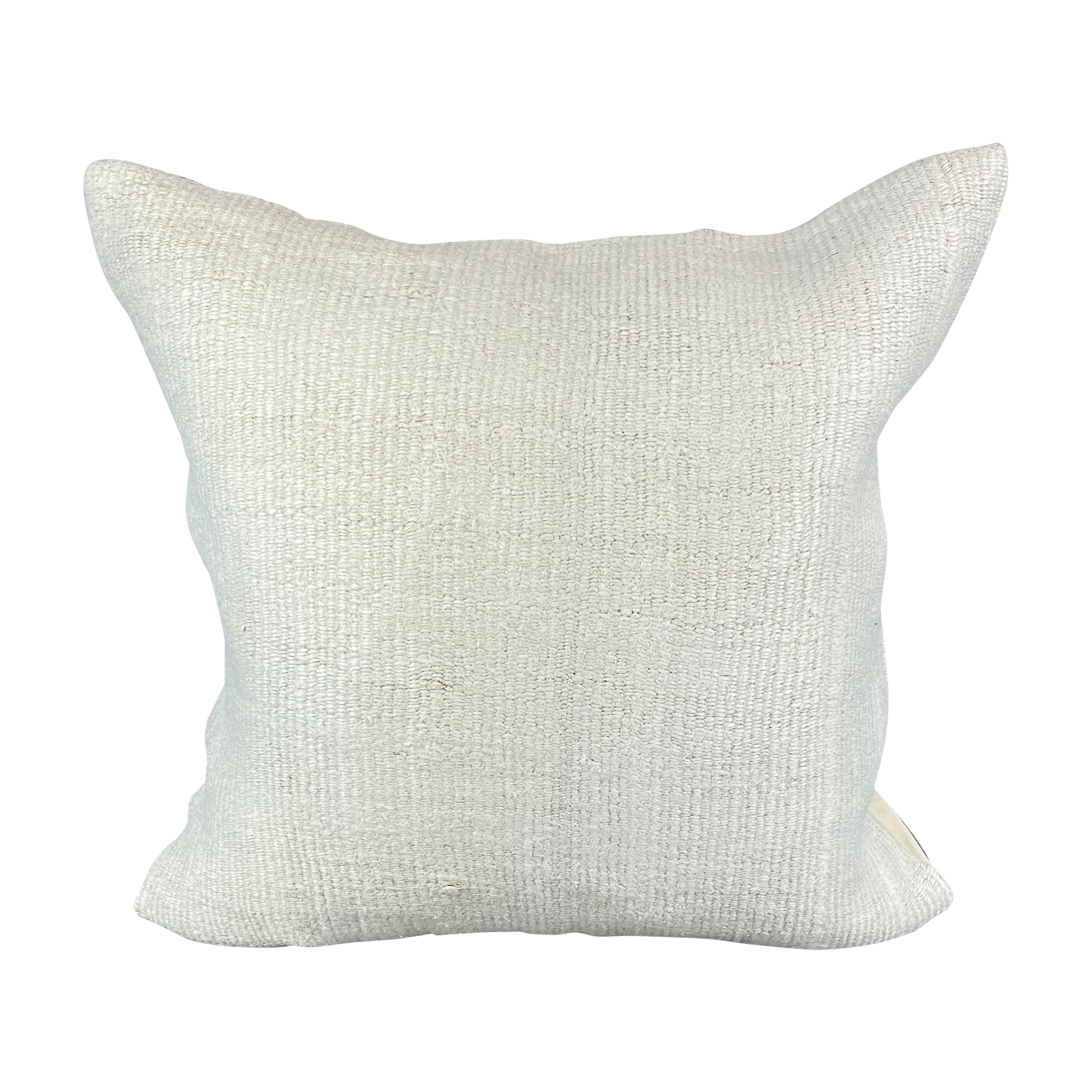 20 x 20 Hemp Turkish Cushion Natural Grayish White Pillow Cushion Cover #6594 For Sale