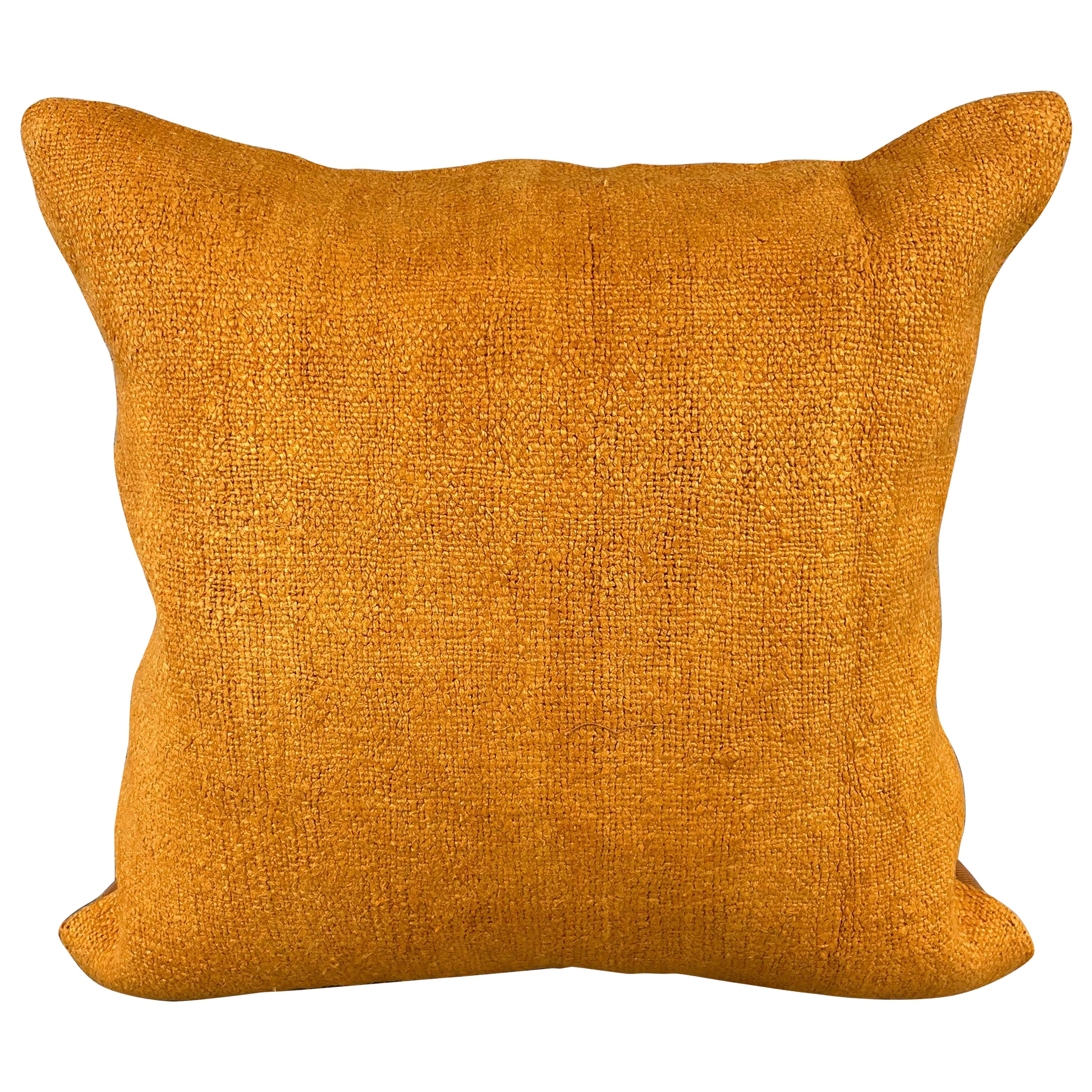 20 x 20 Hemp Pillow Turkish Cushion Natural Orange Pillow Cushion Cover #6294 For Sale