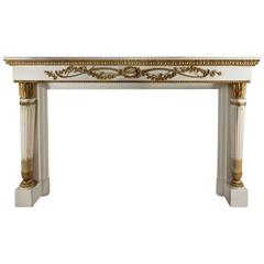 Fireplace in White Marble and Gilded Bronze, Louis XVI Style End 19th Century 6