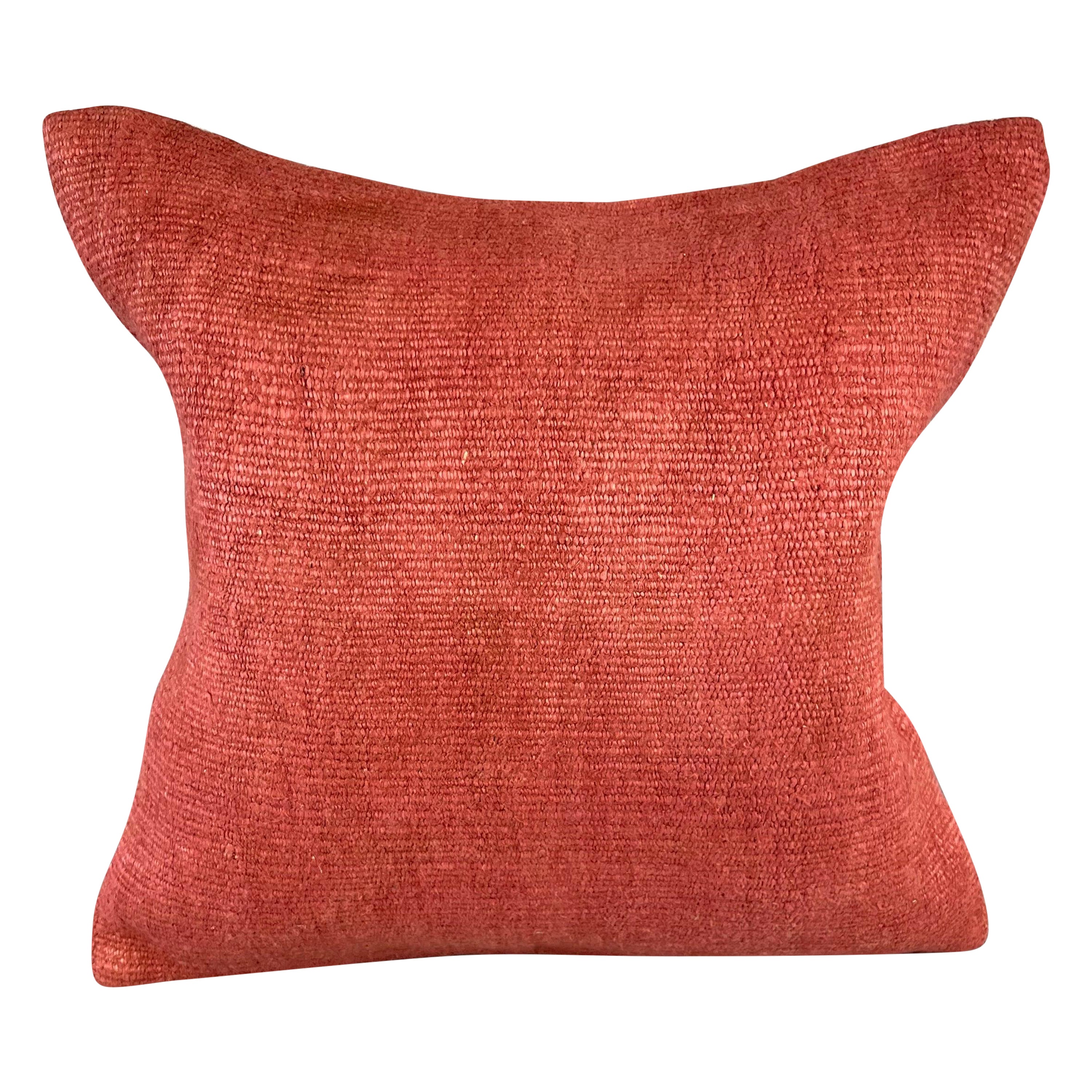 20 x 20 Hemp Turkish Cushion Natural Pinkish Red Pillow Cushion Cover #6466 For Sale