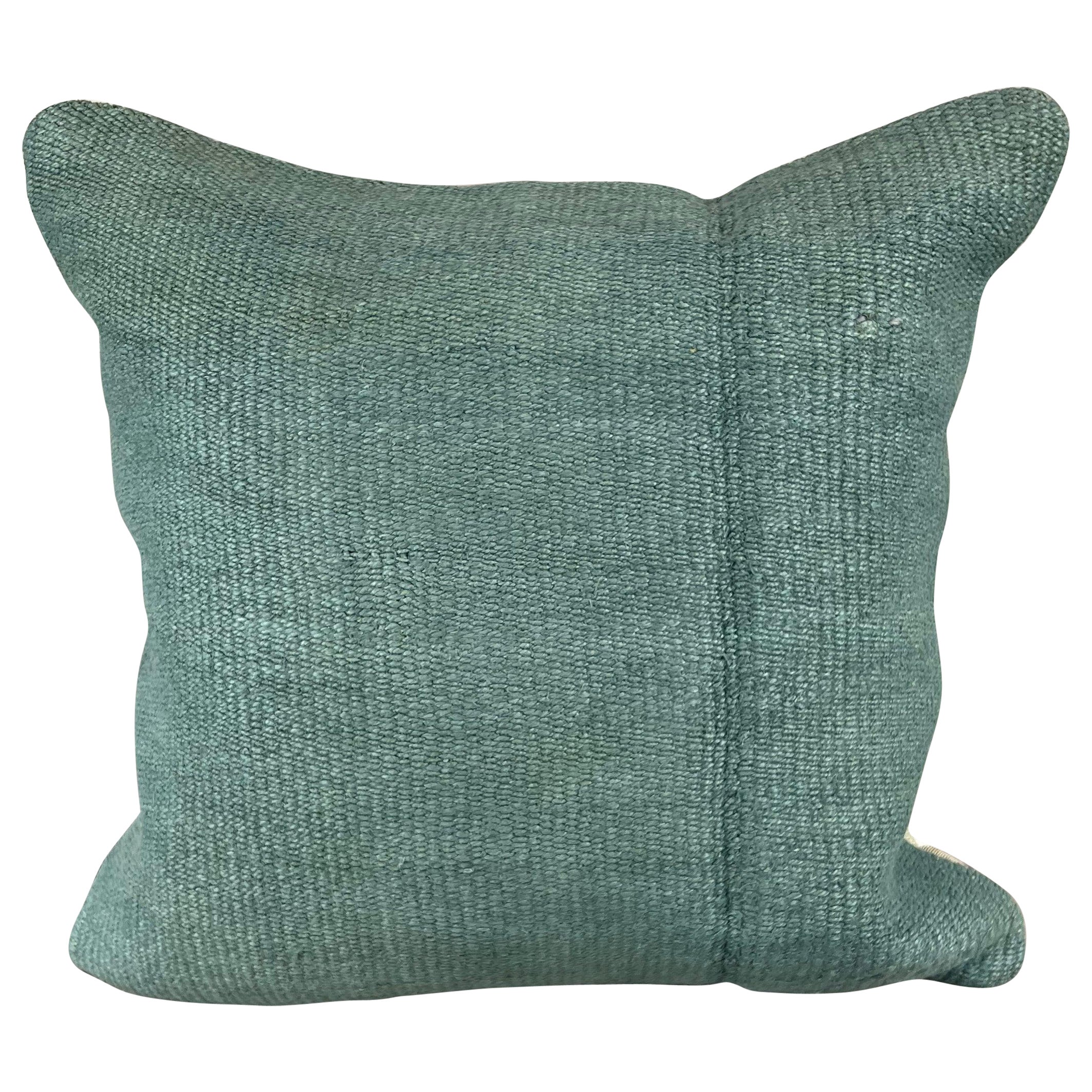 20 x 20 Hemp Pillow Turkish Cushion Natural Blue Pillow Cushion Cover #6366 For Sale