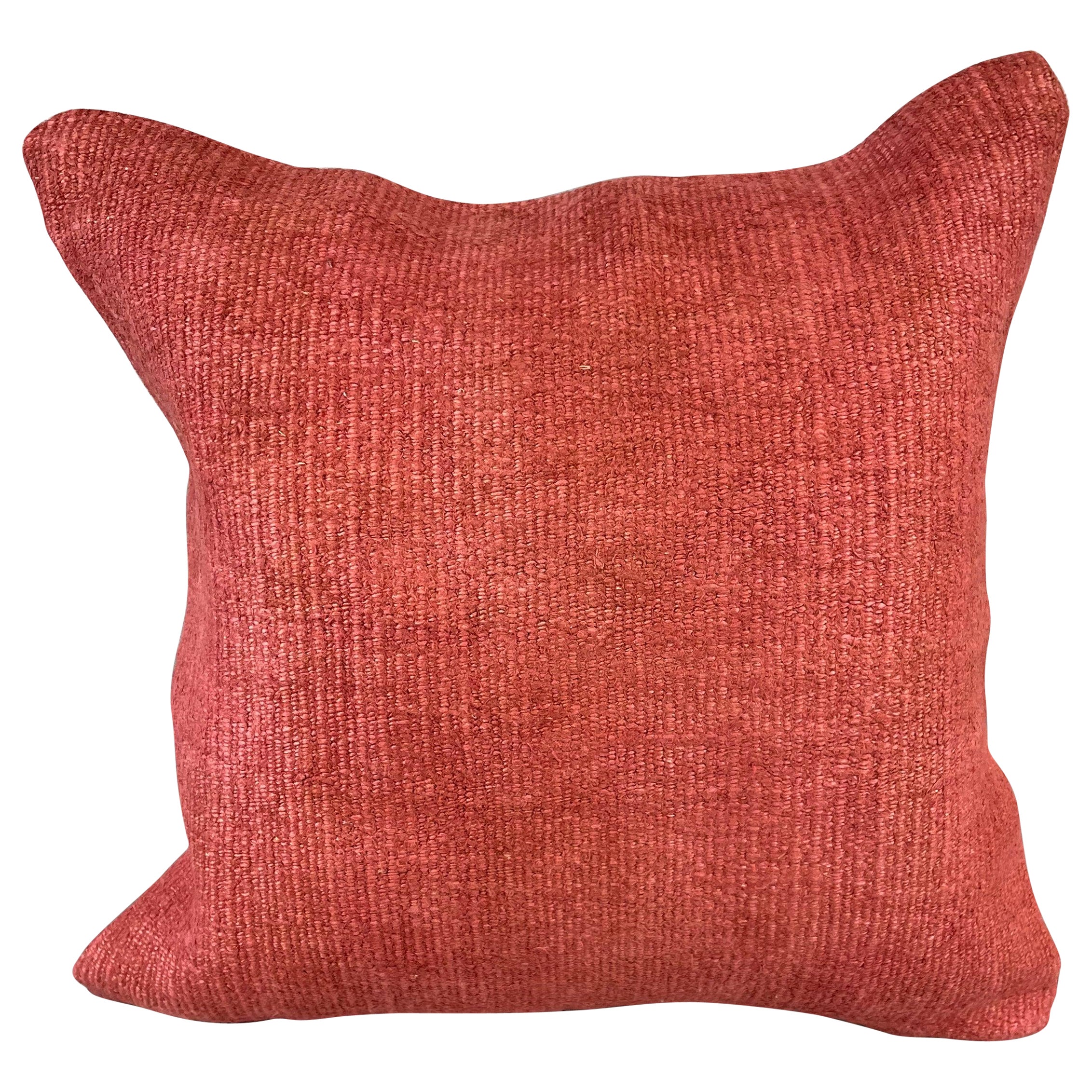 20 x 20 Hemp Turkish Cushion Natural Pinkish Red Pillow Cushion Cover #6476 For Sale