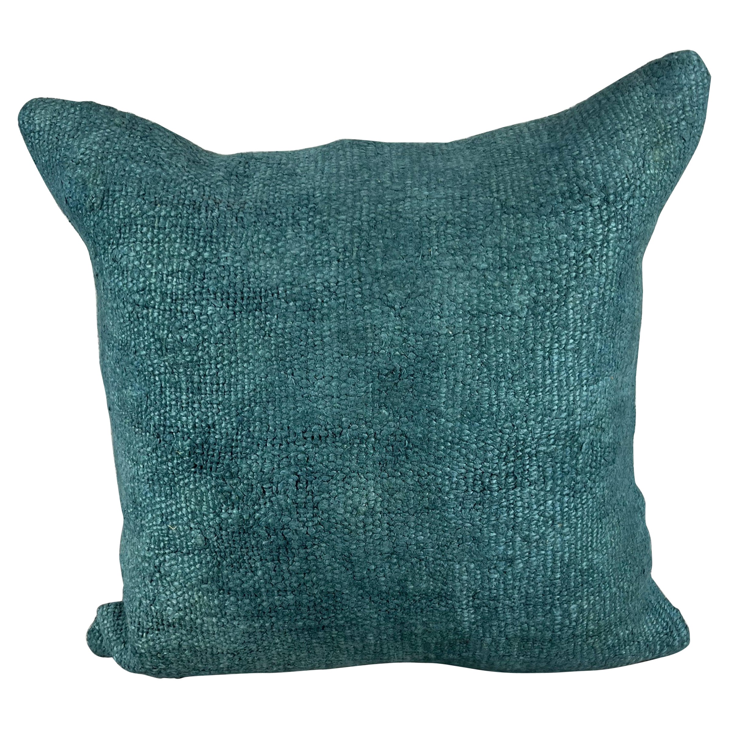 20 x 20 Hemp Pillow Turkish Cushion Natural Blue Pillow Cushion Cover #6413