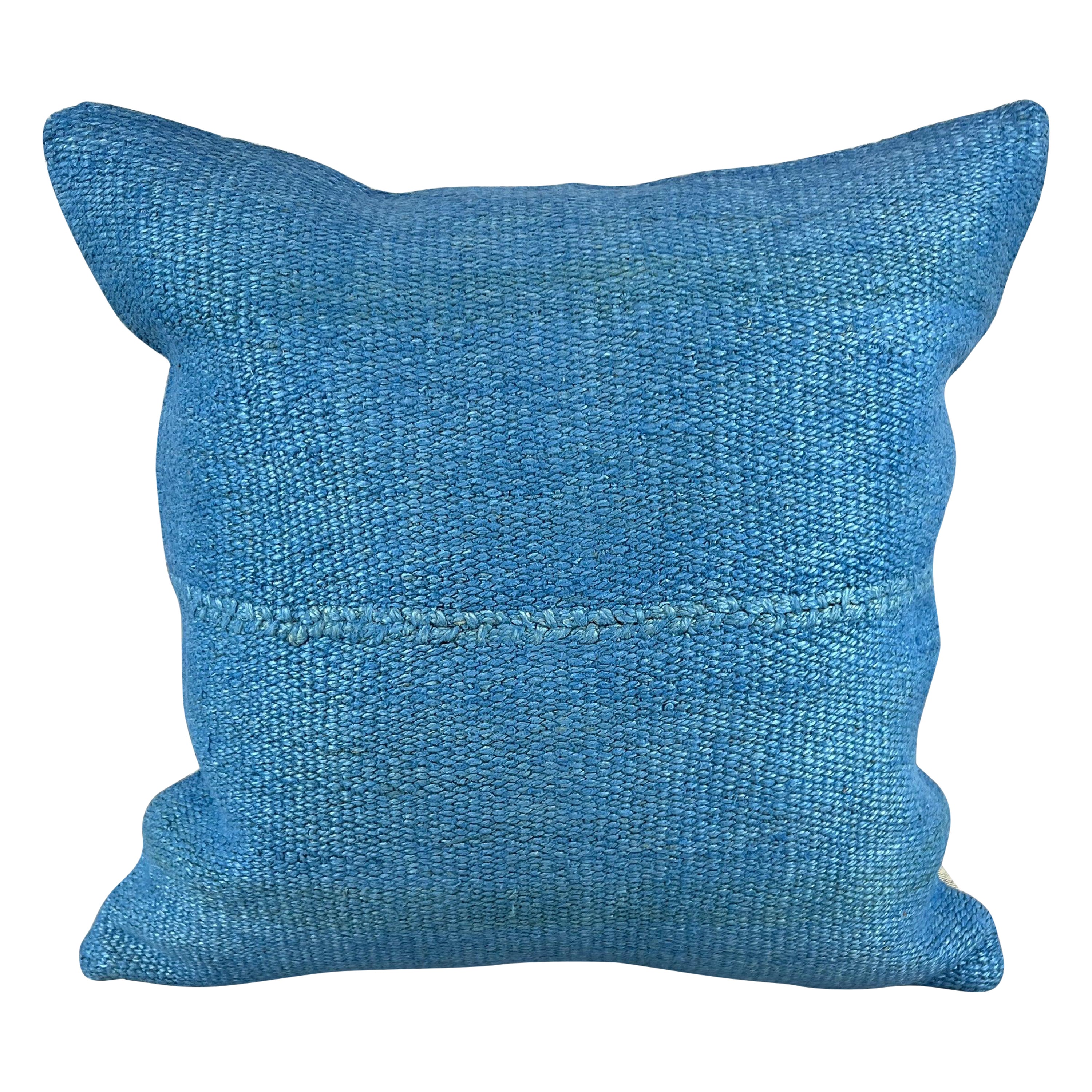 20 x 20 Hemp-Kissen Türkisches Kissen, Kissen mit natürlichem Himmelblauem Kissenbezug #6440