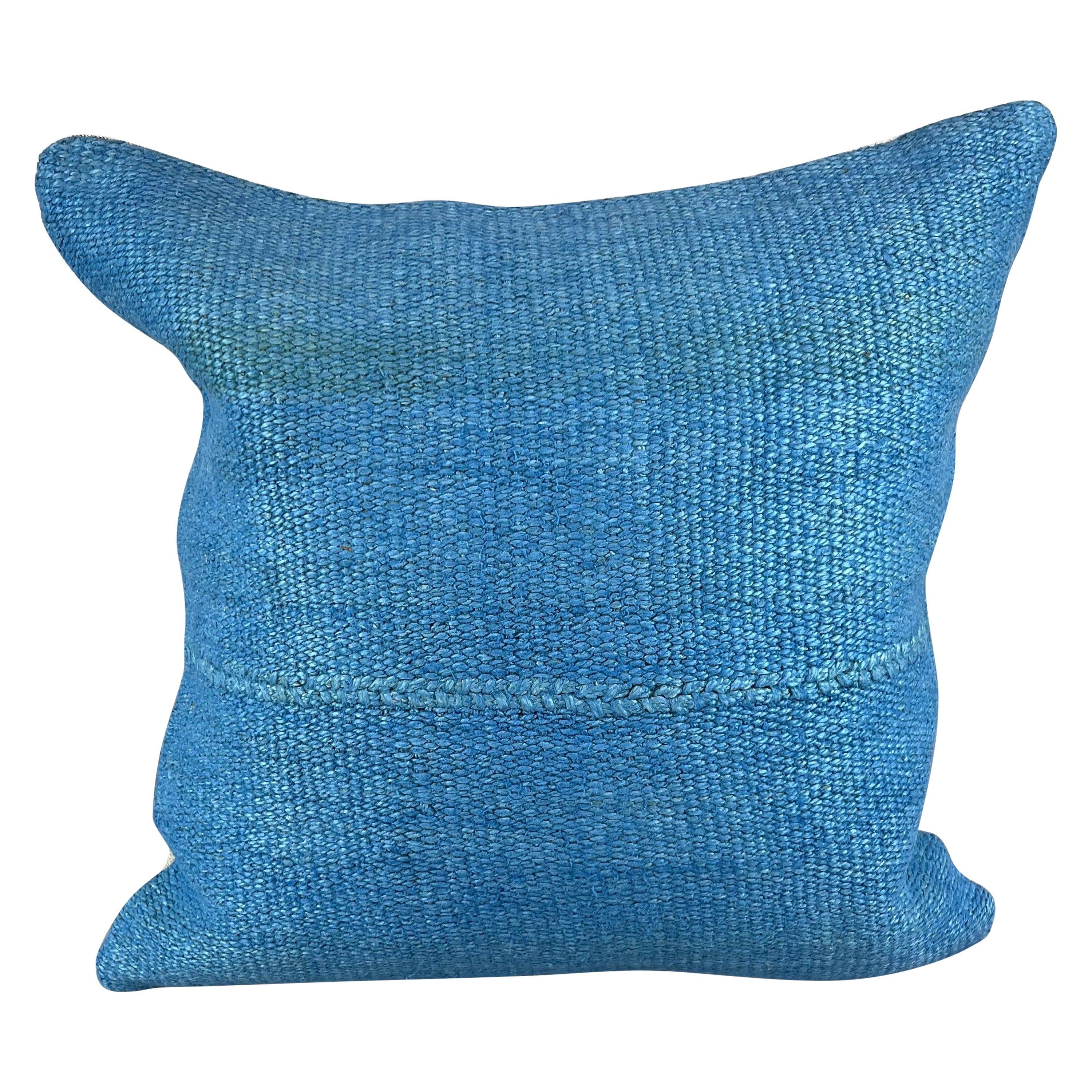 20 x 20 Hemp-Kissen Türkisches Kissen, Kissen mit natürlichem Himmelblauem Kissenbezug #6439