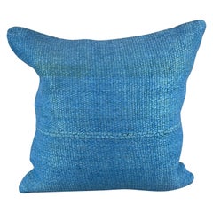 20 x 20 Hemp Pillow Turkish Cushion Natural Sky Blue Cushion Cover #6439
