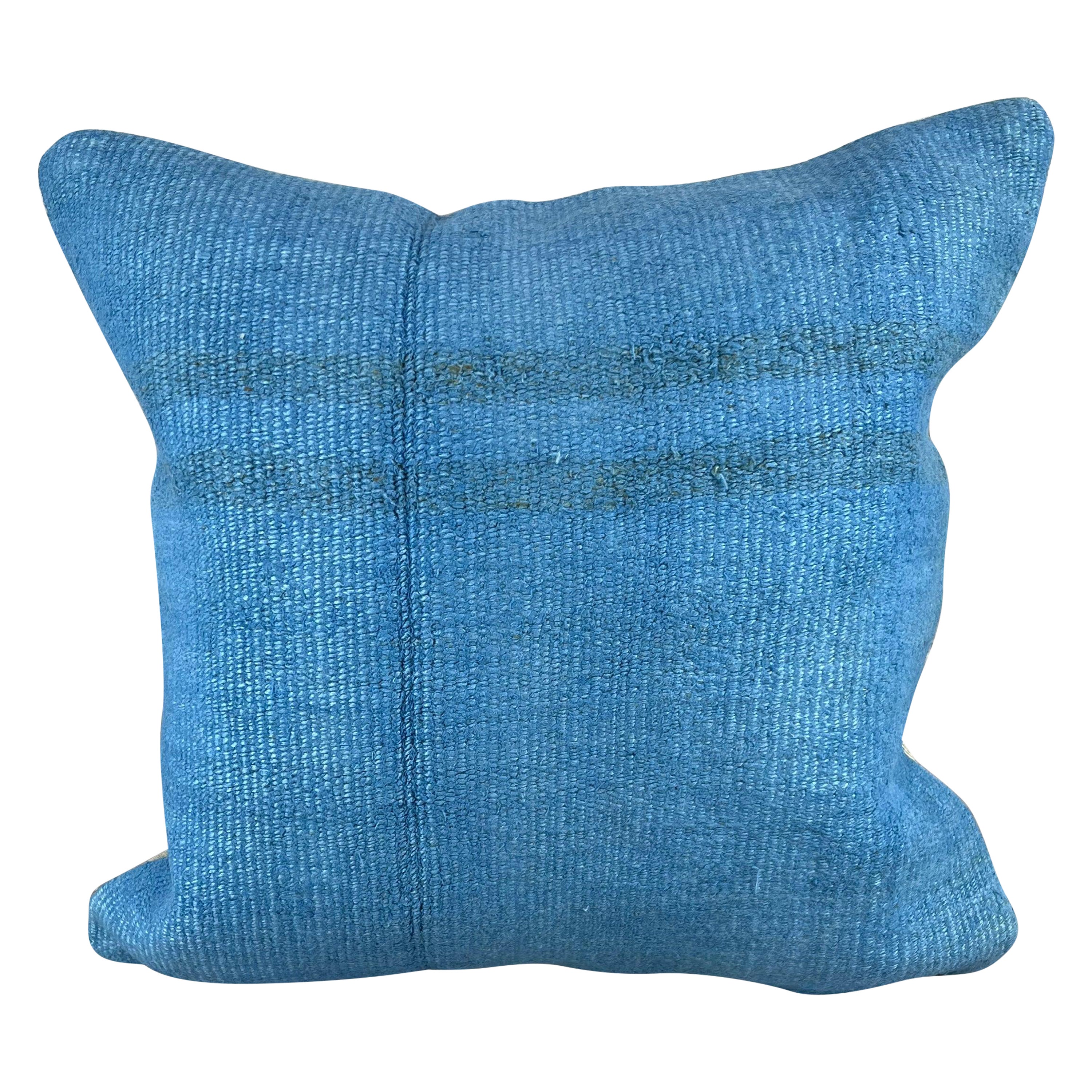20 x 20 Hemp Kissen Türkisches Kissen mit natürlichem Himmelblauem Kissenbezug #6441 im Angebot