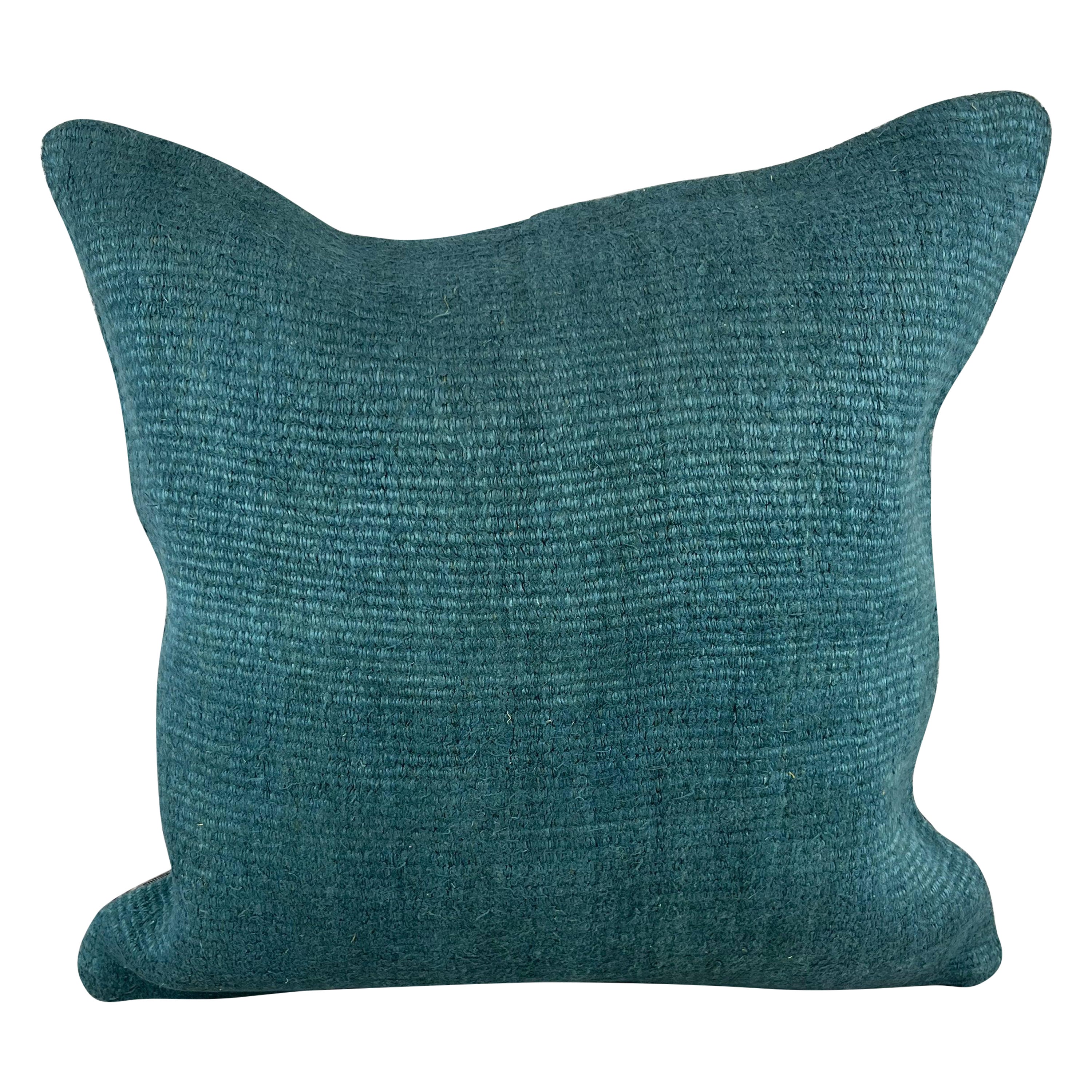 20 x 20 Hemp Pillow Turkish Cushion Natural Blue Pillow Cushion Cover #6416 For Sale