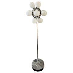 Lampadaire vintage chromé scintillant de style Spoutnik avec 12 ampoules