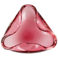 Large 1950s Pink Murano Bubble Glass Bowl Attributed to Carlo Scarpa for Venini