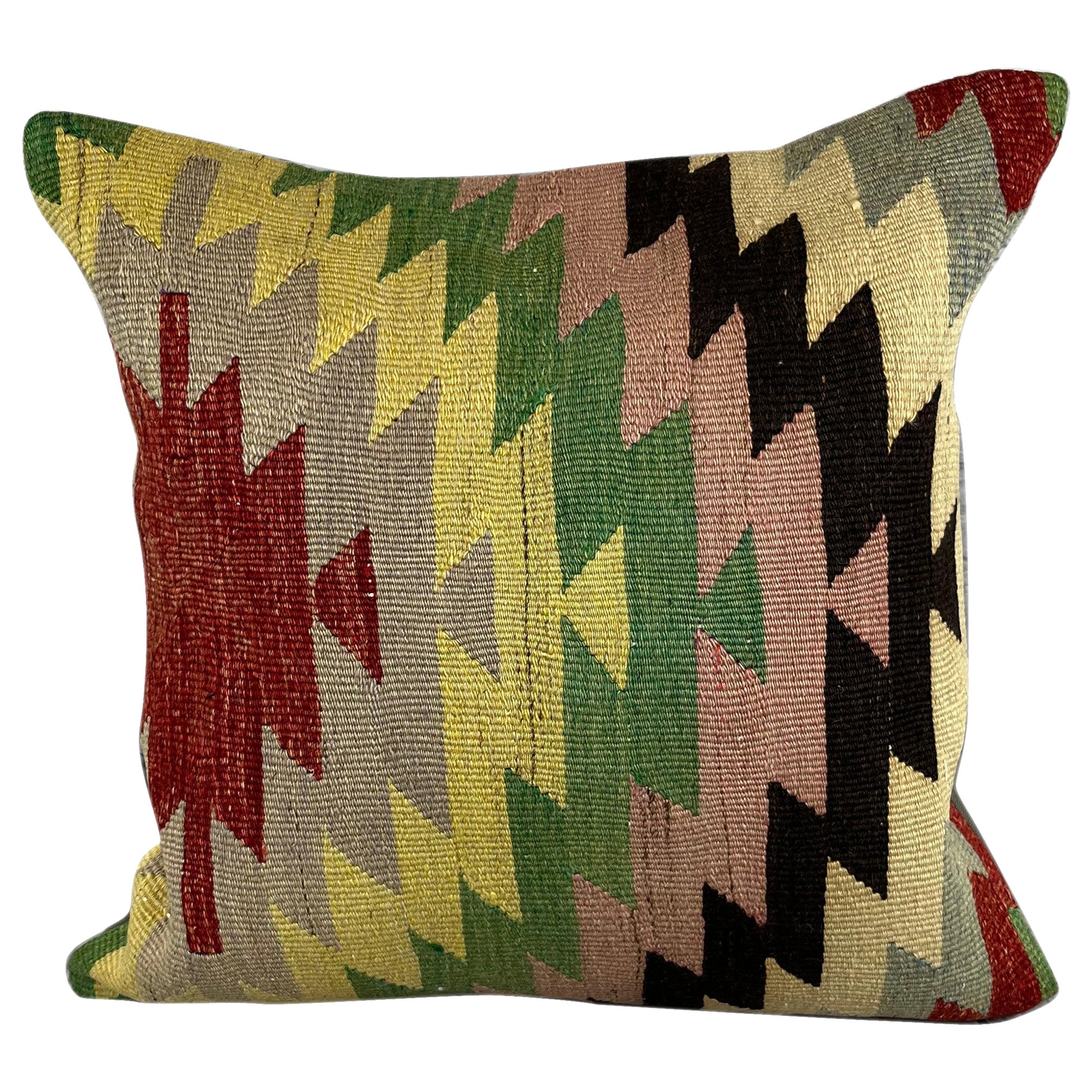20 x 20 Kelim Türkisches Kissen aus natürlichem Holz mit Kissenbezug aus Kilim #6737