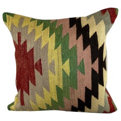 20 x 20 Kelim Türkisches Kissen aus natürlichem Holz mit Kissenbezug aus Kilim #6737
