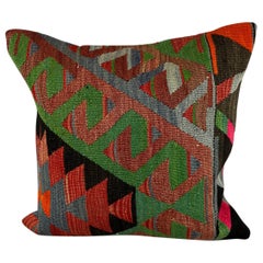 Coussin d'oreiller Kilim turc coussin de culture naturelle 20 x 20 n° 6758