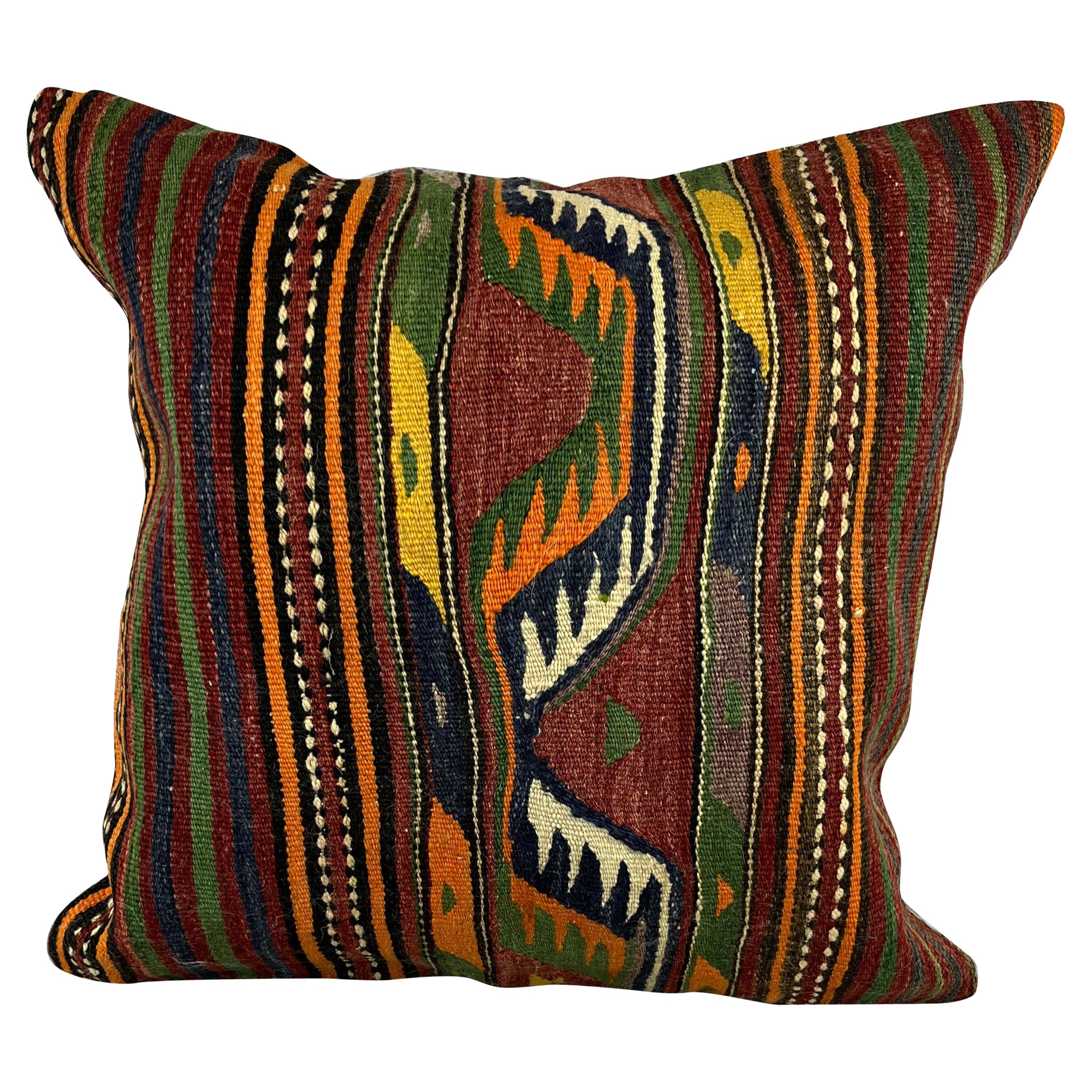 20 x 20 Kilim Türkisch Kissen Natürliche Grün Brown Kissen Kissenbezug #6797 im Angebot